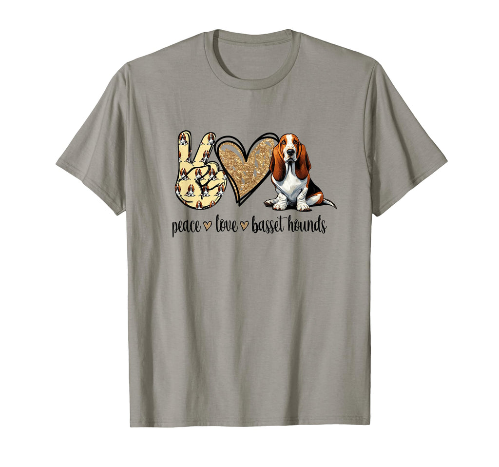 Womens Peace Love Basset Hound Mom Lover T-Shirt - Aesthetic Graphic Unisex - T-Shirt, Sweatshirt, Hoodie