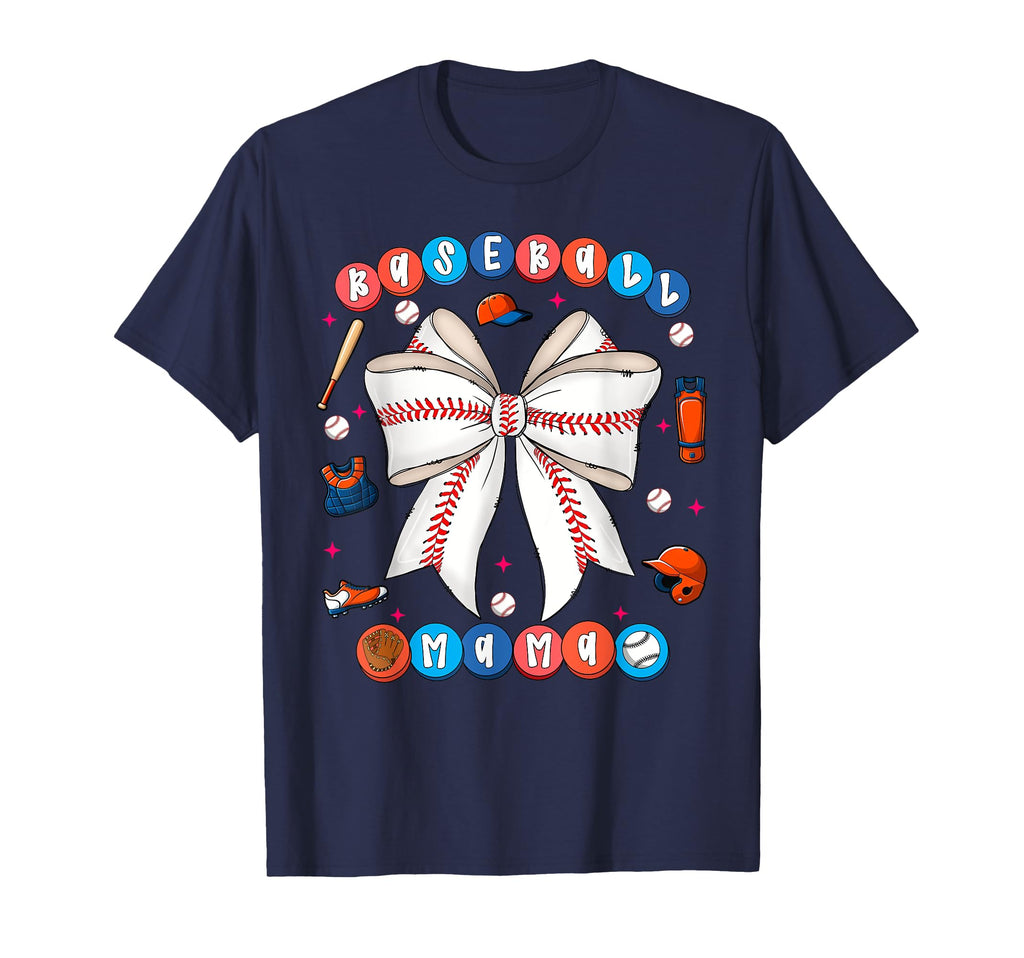 Baseball Mama Coquette Bow Mothers T-Shirt - Custom Art Print for Adults - T-Shirt, Sweatshirt, Hoodie