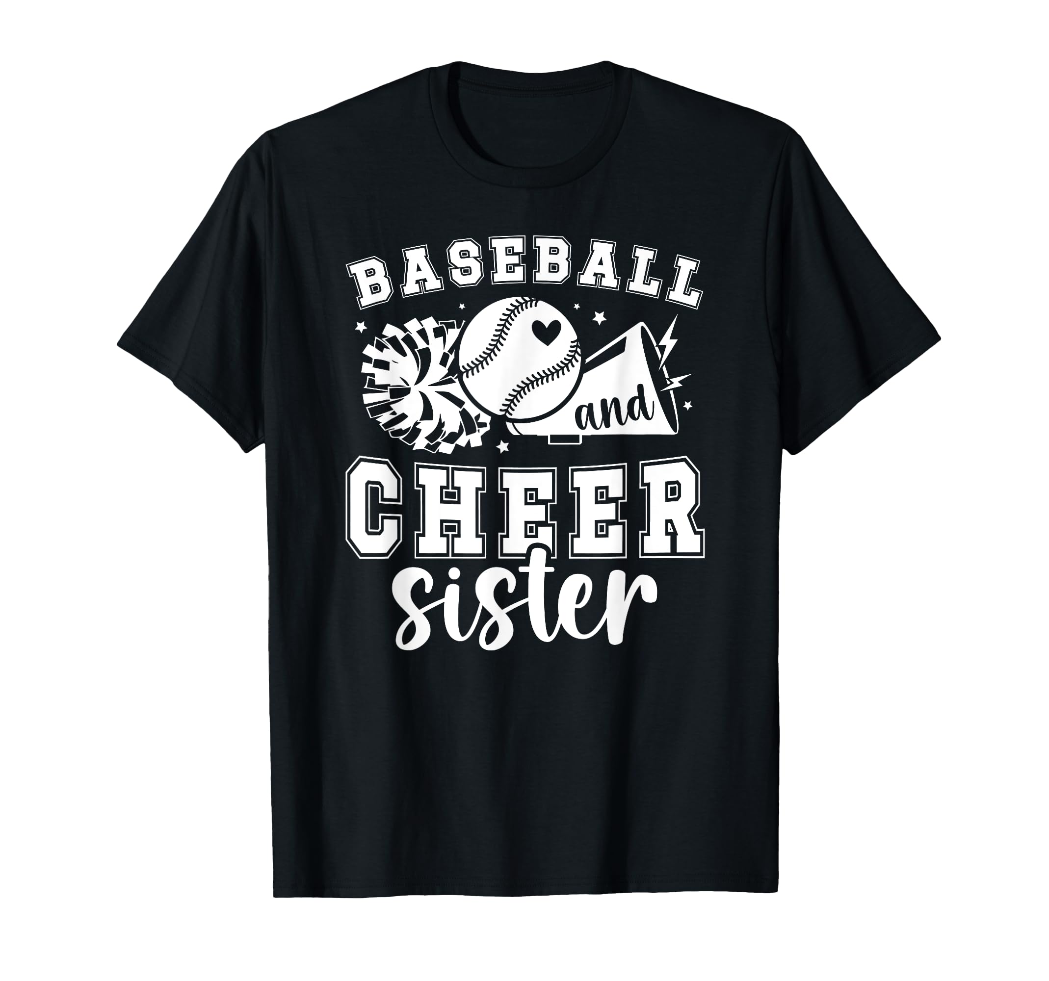 Baseball And Cheer Sister T-Shirt - Minimalist Print Men Women - T-Shirt, Sweatshirt, Hoodie