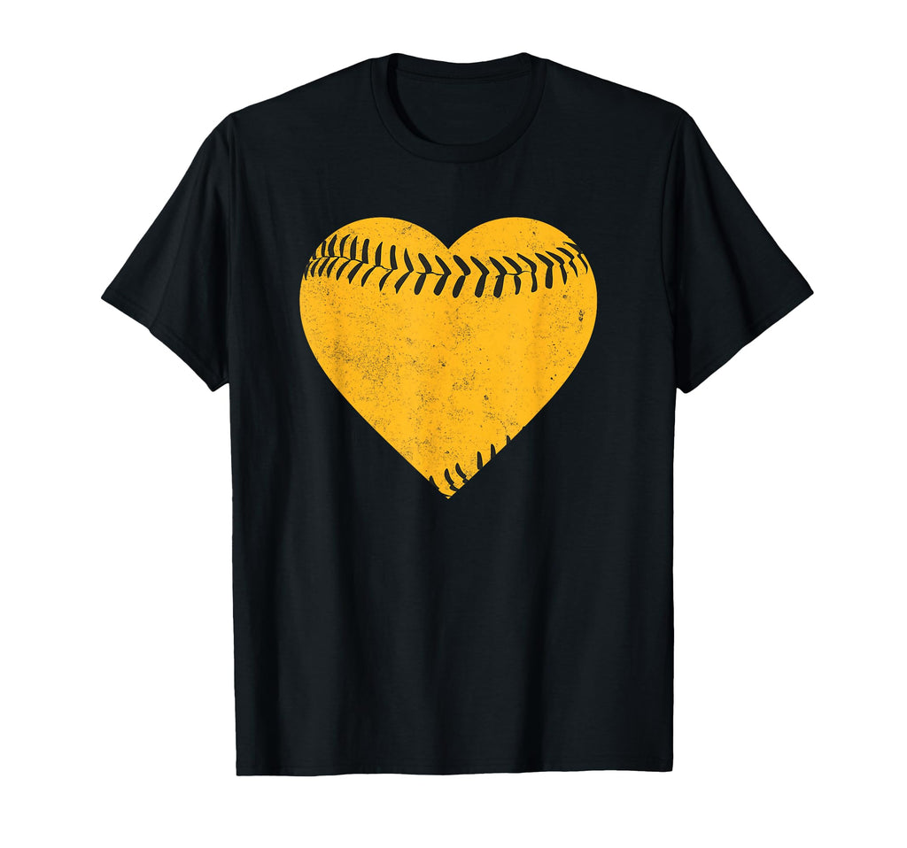 Black And Yellow Baseball Heart T-Shirt - Trendy Graphic for Adults - T-Shirt, Sweatshirt, Hoodie
