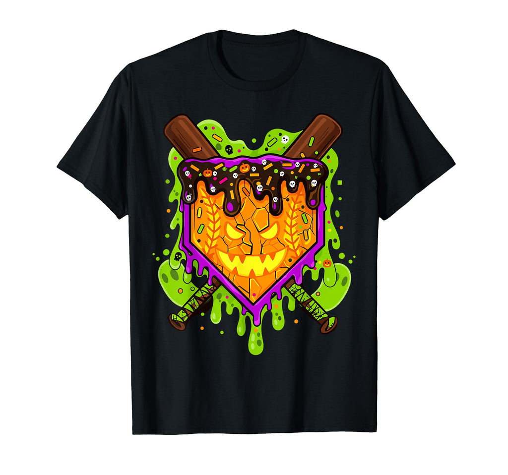 Halloween Pumpkin Drip Baseball T-Shirt - Graphic Print Men Women - T-Shirt, Sweatshirt, Hoodie