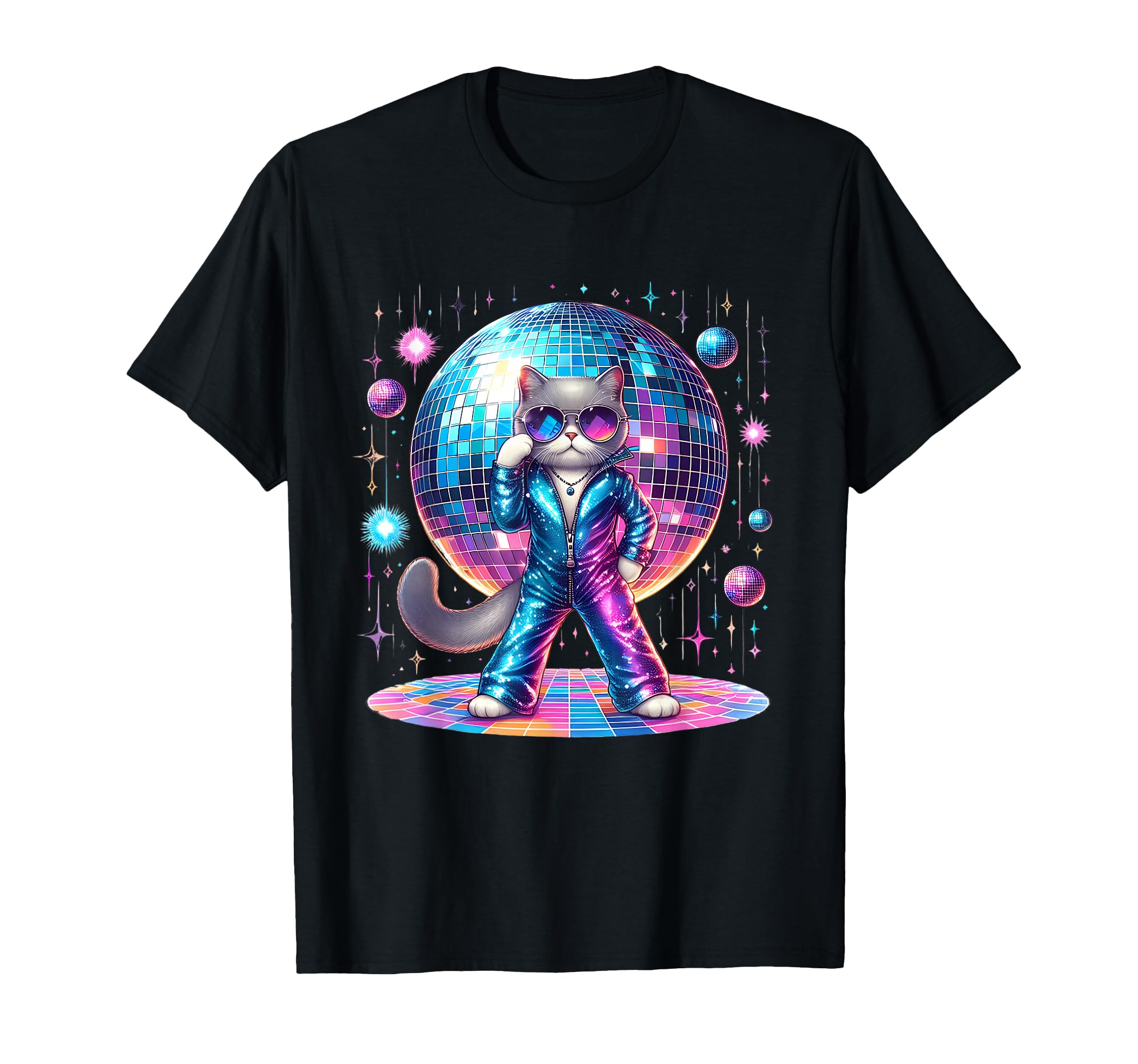 Dancing Cat Disco Ball Kitten Kitty T-Shirt - Trendy Graphic Men Women - T-Shirt, Sweatshirt, Hoodie