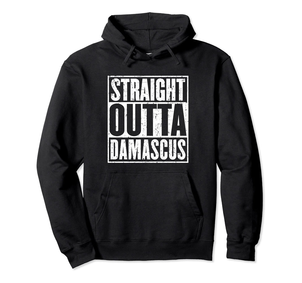 Straight Outta Damascus Distressed Hoodie - Custom Art Print Unisex - T-Shirt, Sweatshirt, Hoodie