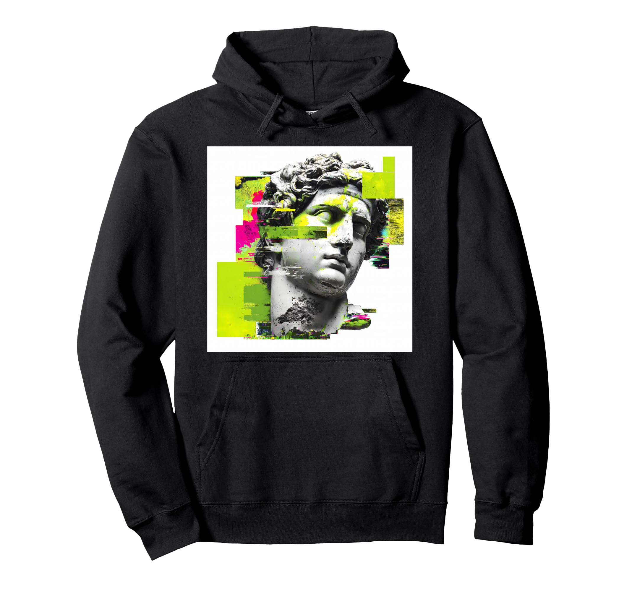 Glitch Art Classical Statue Vaporwave Hoodie - Minimalist Print Men Women - T-Shirt, Sweatshirt, Hoodie