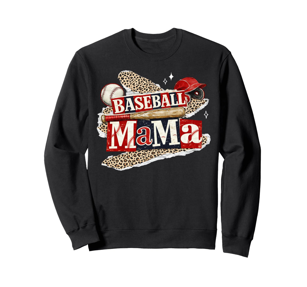 Baseball Mama Leopard Game Day Sweatshirt - Novelty Apparel Unisex - T-Shirt, Sweatshirt, Hoodie