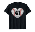 Baseball Number 41 Distressed Heart T-Shirt - Unique Graphic Unisex - T-Shirt, Sweatshirt, Hoodie