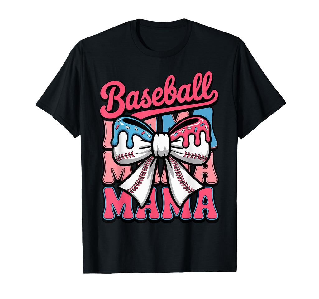 Coquette Bow Baseball Mama Sports Mom T-Shirt - Unique Graphic Unisex - T-Shirt, Sweatshirt, Hoodie