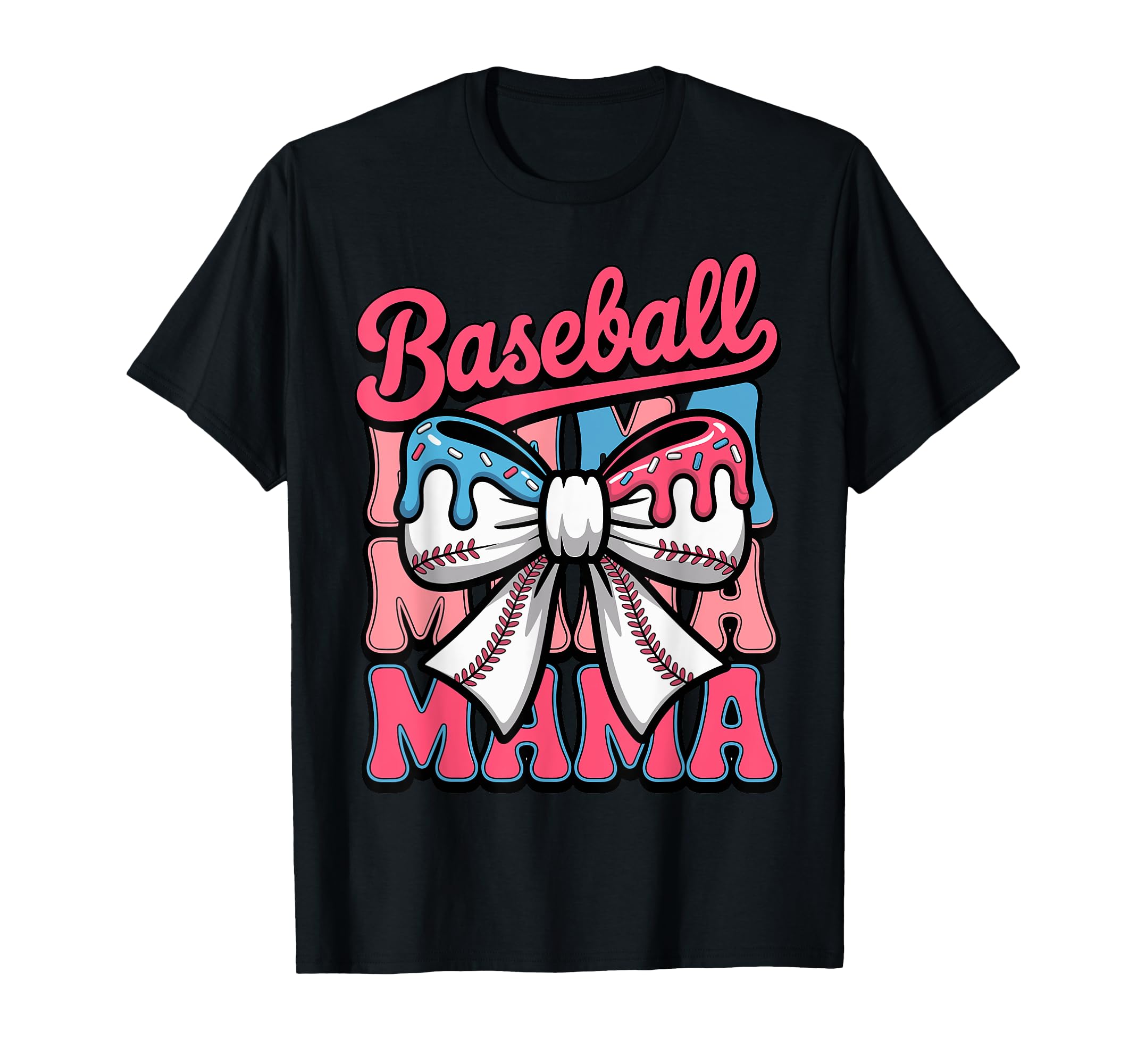 Coquette Bow Baseball Mama Sports Mom T-Shirt - Unique Graphic Unisex - T-Shirt, Sweatshirt, Hoodie