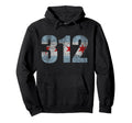 Chicago Flag 312 Hooded Fade Sweatshirt - Graphic Print for Adults - T-Shirt, Sweatshirt, Hoodie