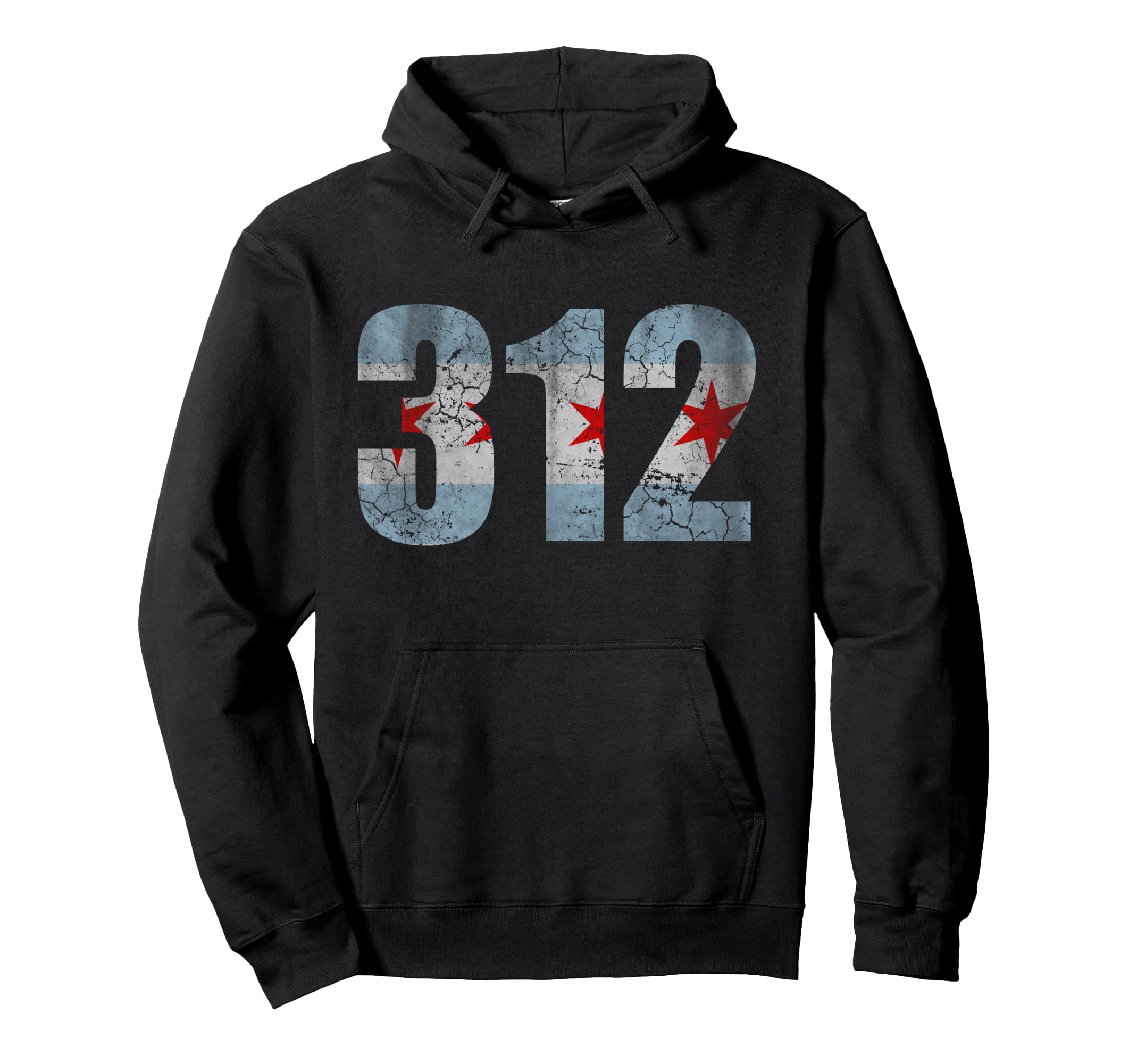 Chicago Flag 312 Hooded Fade Sweatshirt - Graphic Print for Adults - T-Shirt, Sweatshirt, Hoodie