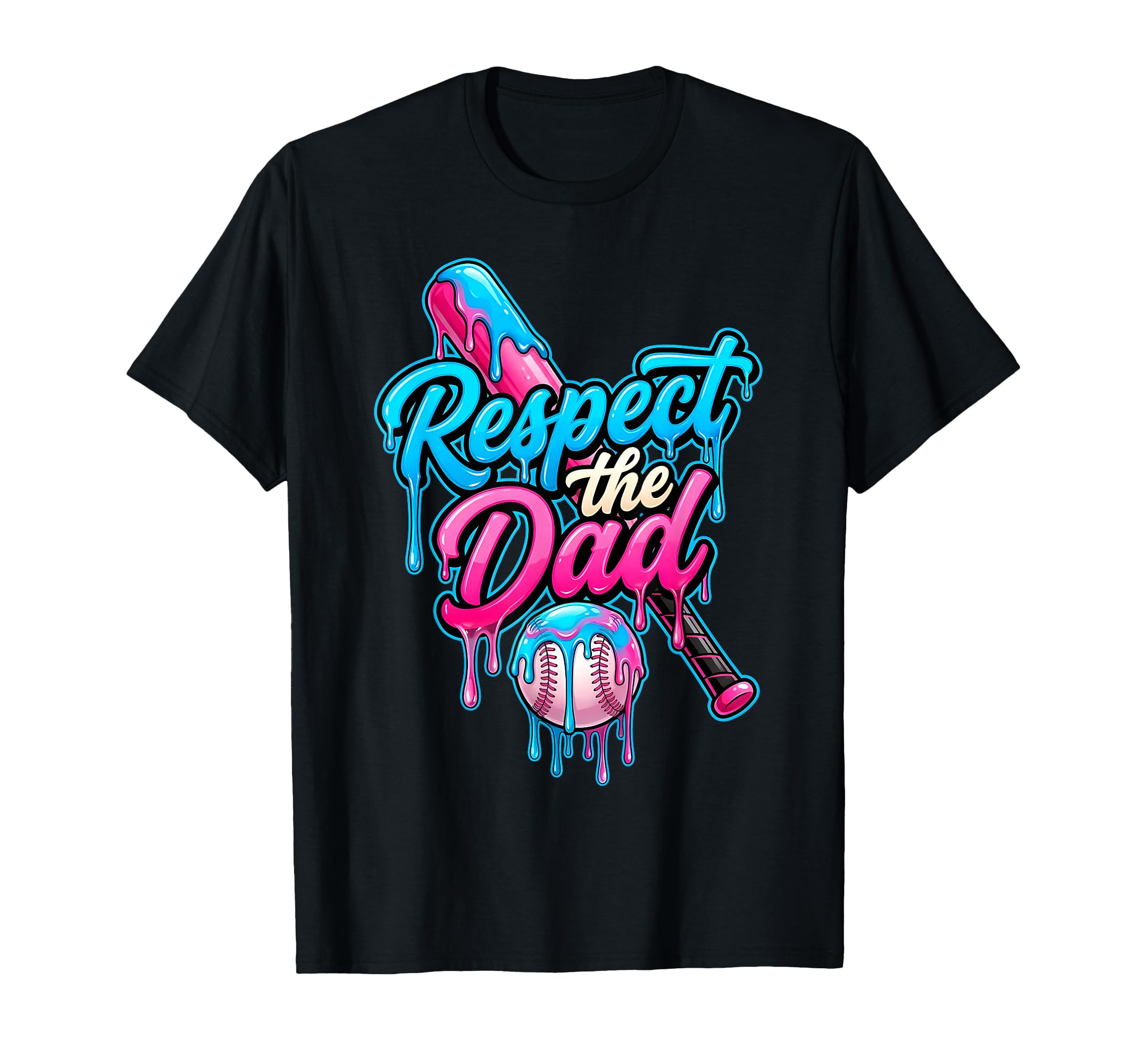 Respect Dad Ice Cream Drip Baseball T-Shirt - Unique Graphic Men Women - T-Shirt, Sweatshirt, Hoodie