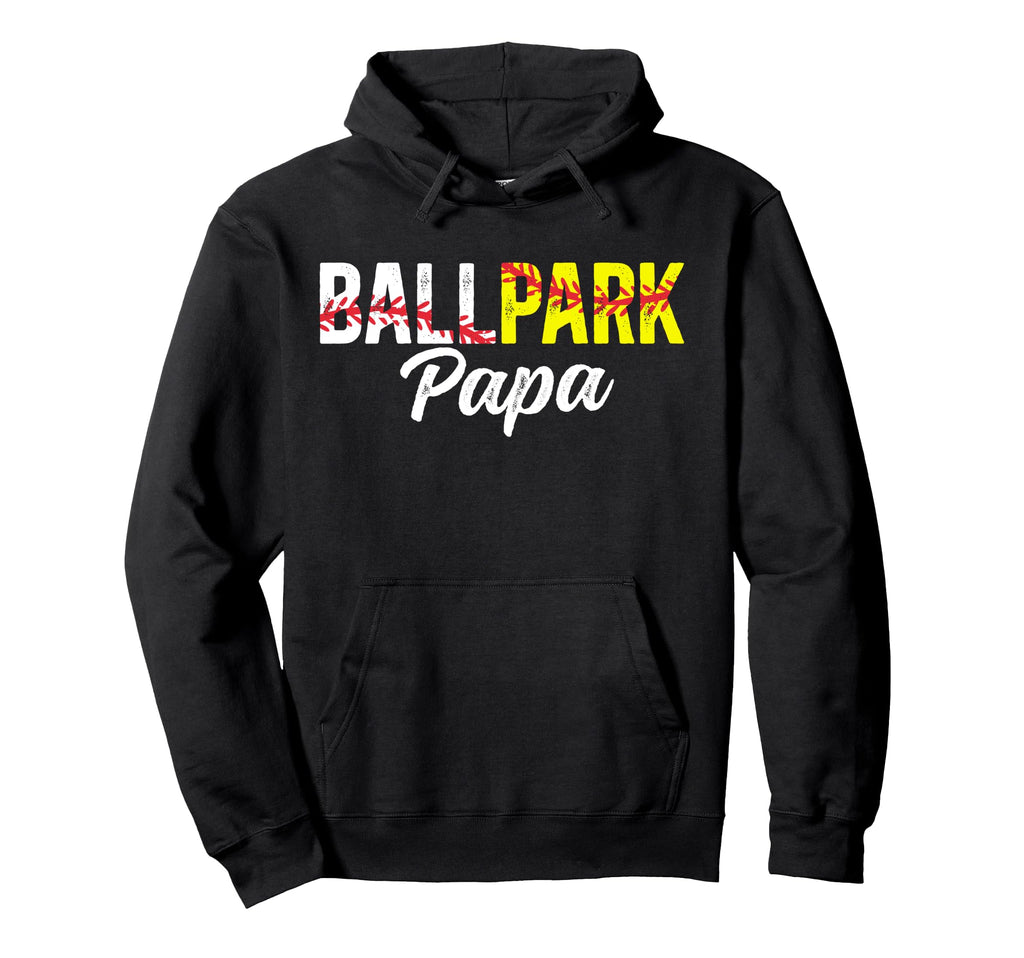 Ballpark Papa Baseball Softball Papa Hoodie - Custom Art Print Men Women - T-Shirt, Sweatshirt, Hoodie