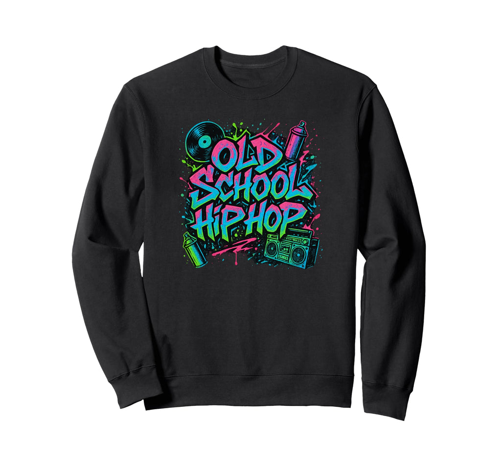 Raised Old School Hip Hop Rap Vinyl Sweatshirt - Graphic Print Unisex - T-Shirt, Sweatshirt, Hoodie