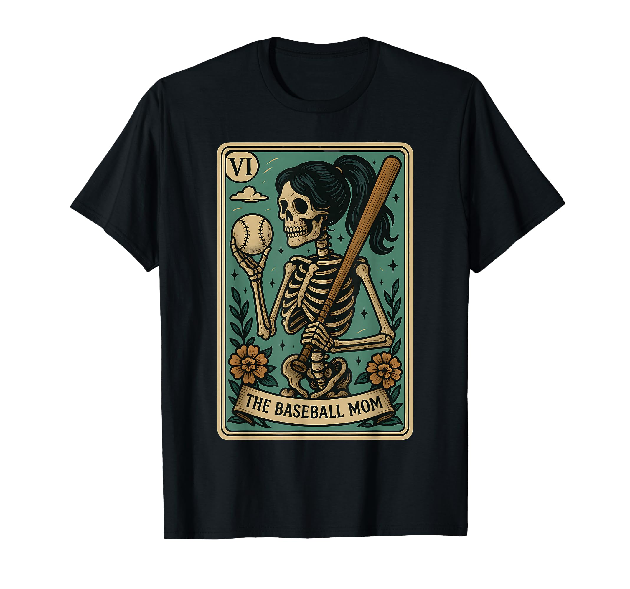 Baseball Mom Tarot Card Skeleton T-Shirt - Casual Everyday Wear Unisex - T-Shirt, Sweatshirt, Hoodie