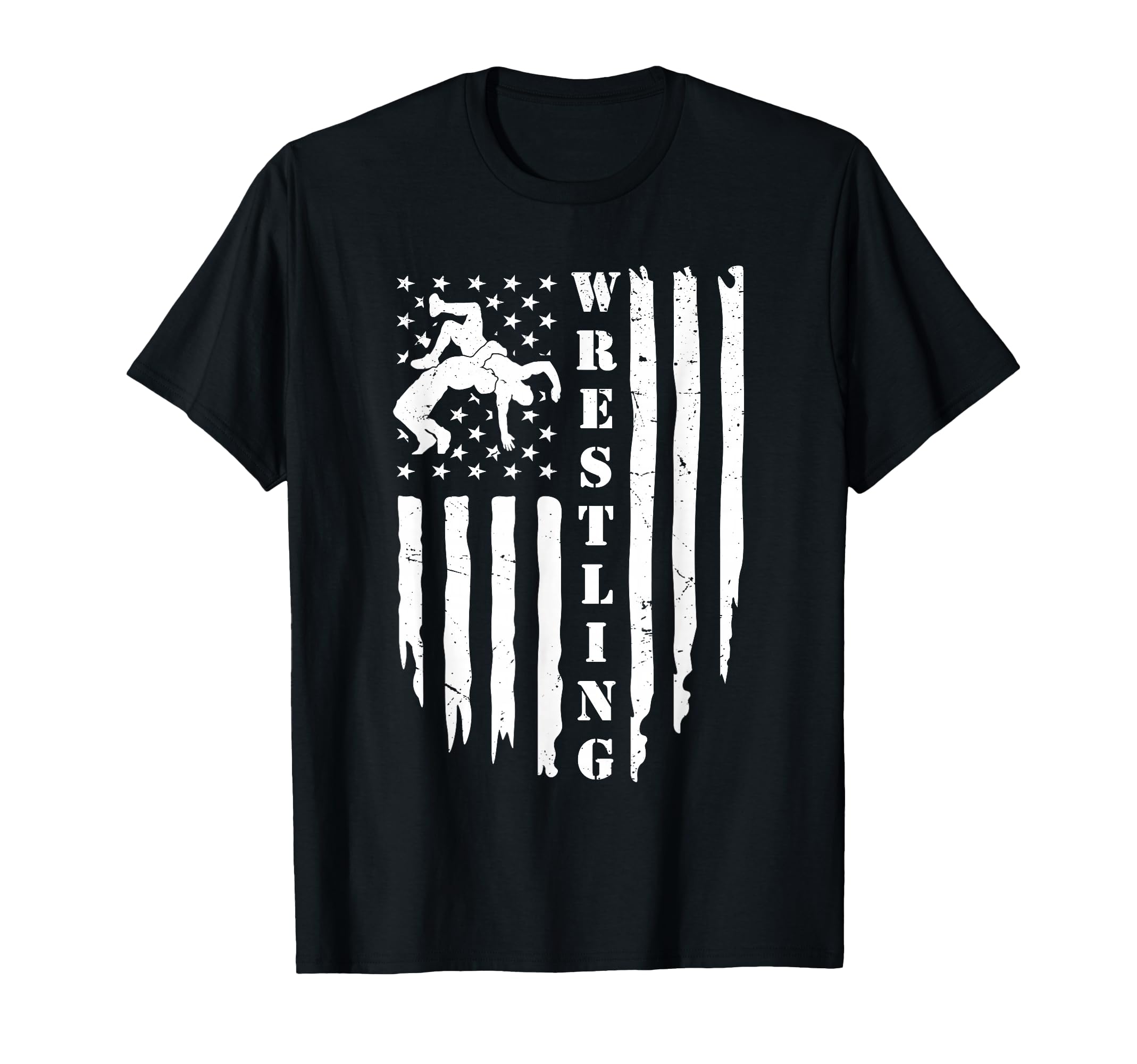 Wrestling American Flag Distressed T-Shirt - Fun Novelty Design Men Women - T-Shirt, Sweatshirt, Hoodie