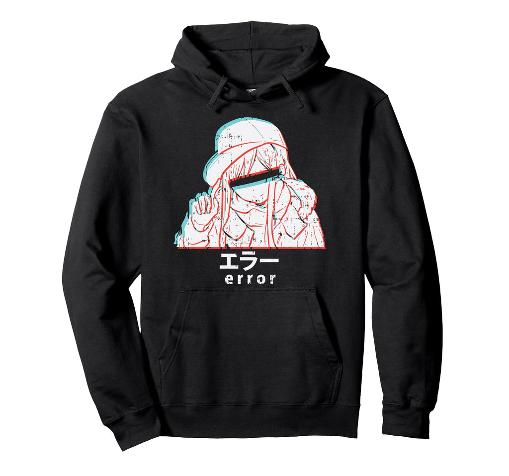Anime Error Glitch Aesthetic Japanese Hoodie - Minimalist Print Men Women - T-Shirt, Sweatshirt, Hoodie