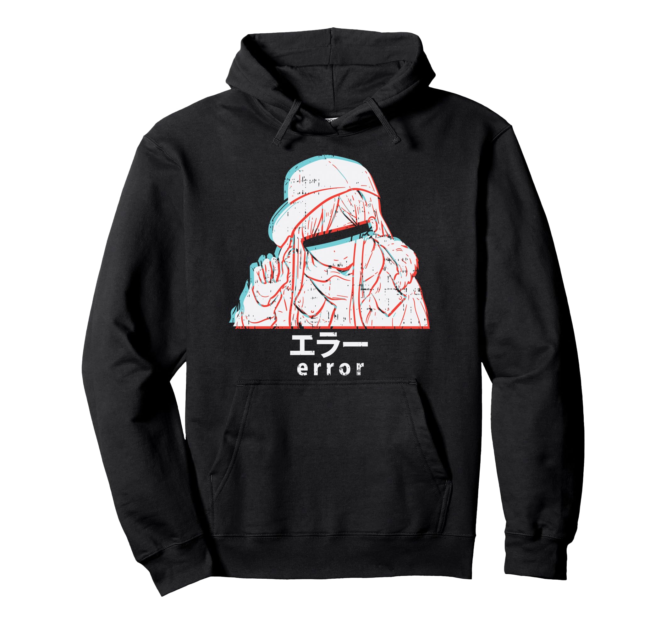 Anime Error Glitch Aesthetic Japanese Hoodie - Minimalist Print Men Women - T-Shirt, Sweatshirt, Hoodie