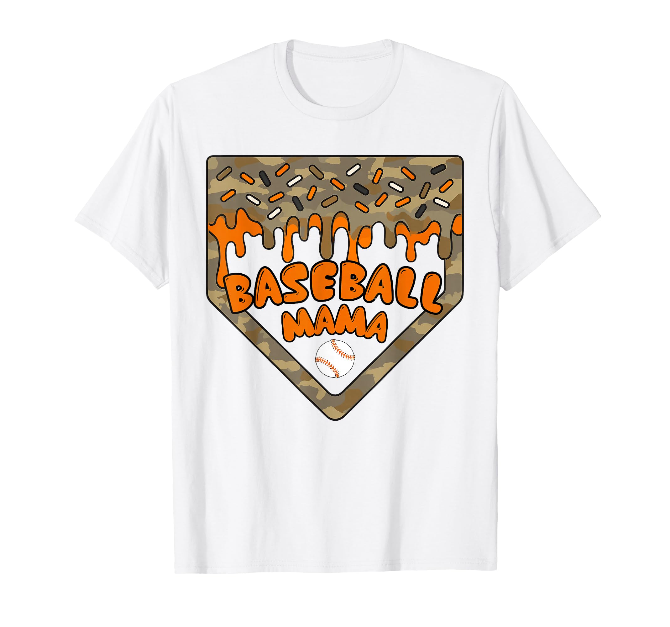 Baseball Icecream Drip Camo Mama T-Shirt - Fun Novelty Design for Adults - T-Shirt, Sweatshirt, Hoodie