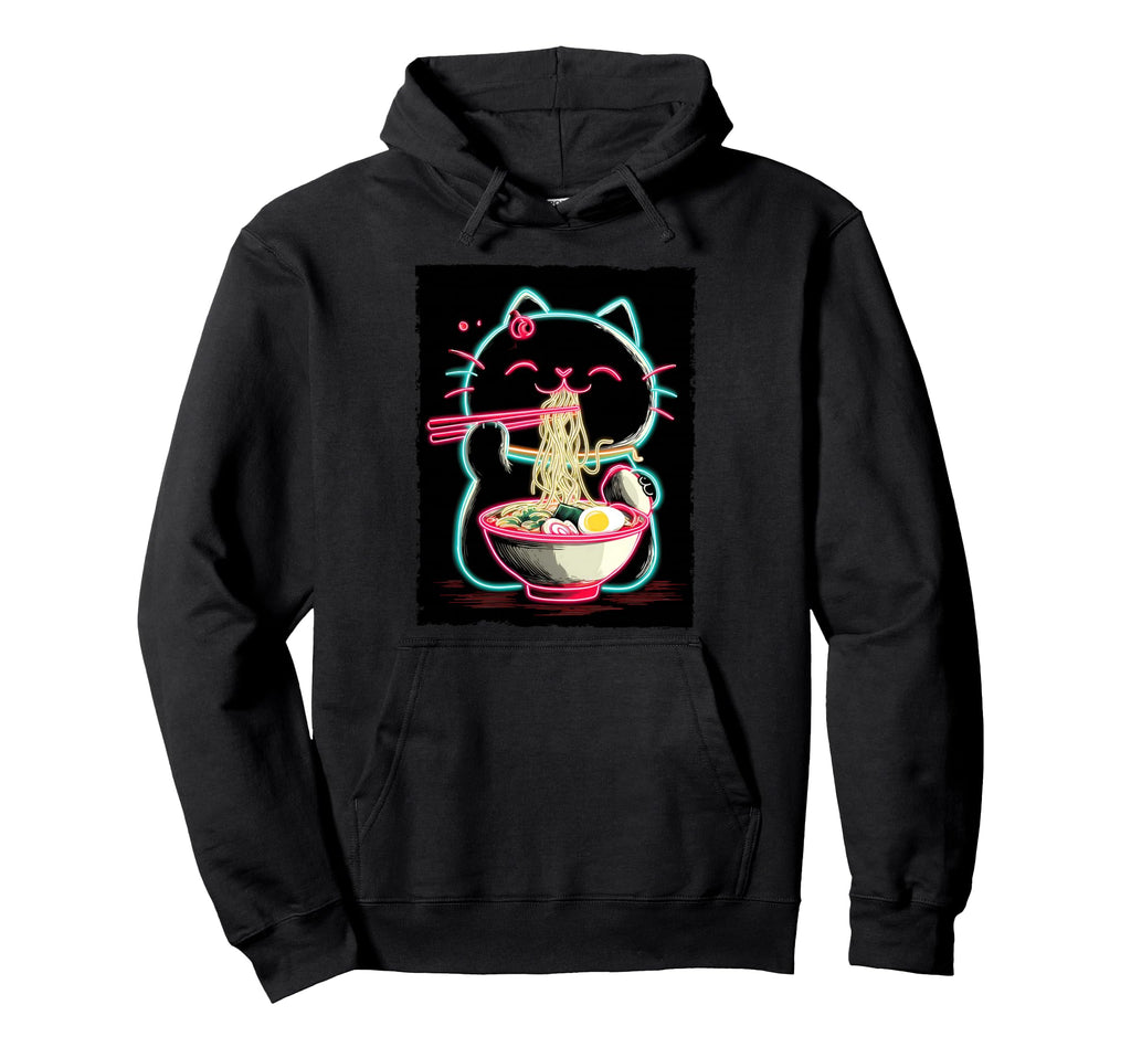 Cat Ramen Aesthetic Japanese Ukiyo E Anime Hoodie - Trendy Graphic Unisex - T-Shirt, Sweatshirt, Hoodie