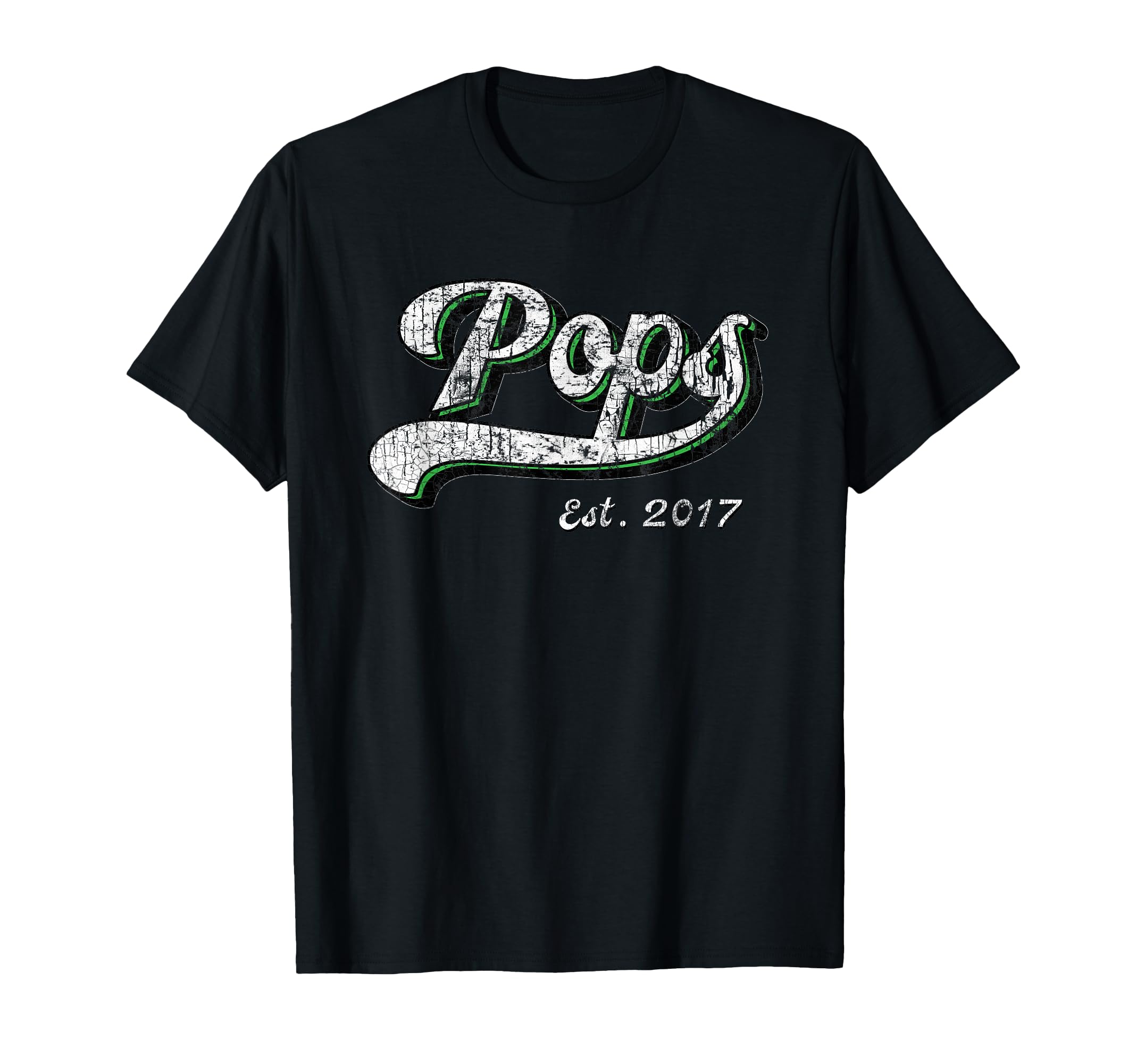 Pops New Grandpa Est 2017 Distressed T-Shirt - Fun Novelty Design Unisex - T-Shirt, Sweatshirt, Hoodie