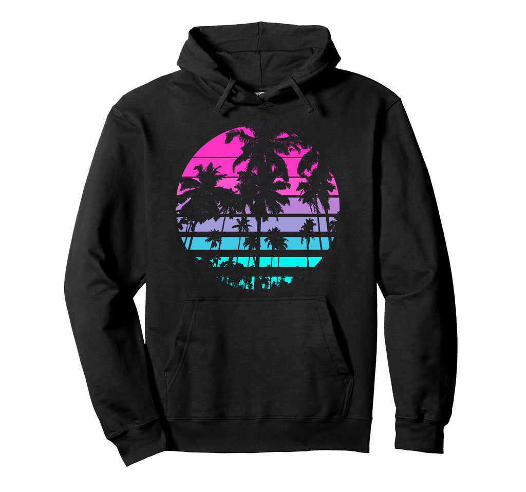 Eighties 80S 90S Beach Palm Trees Hoodie - Novelty Apparel for Adults - T-Shirt, Sweatshirt, Hoodie