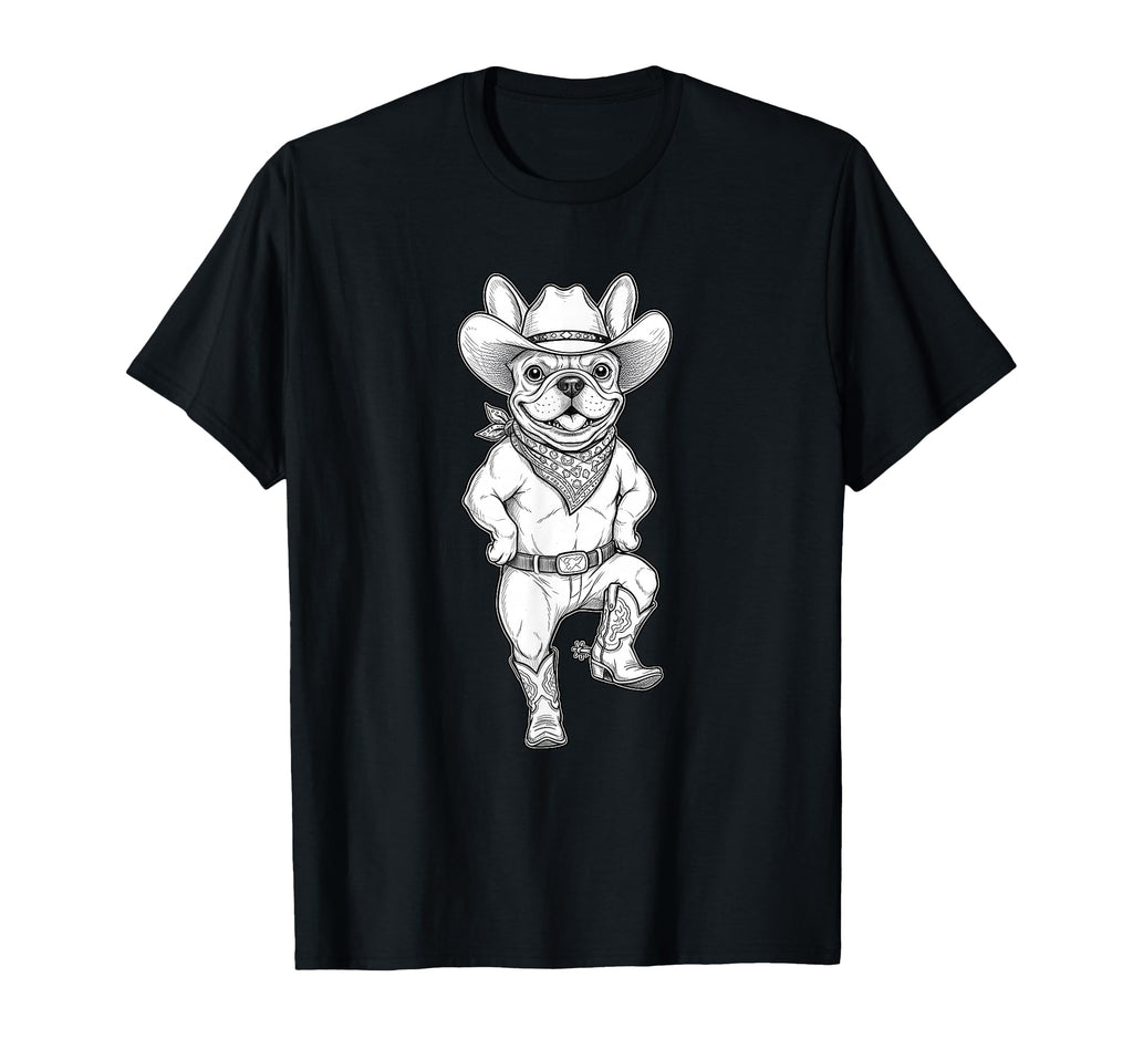 Howdy French Bulldog Cowboy Western T-Shirt - Aesthetic Graphic Unisex - T-Shirt, Sweatshirt, Hoodie