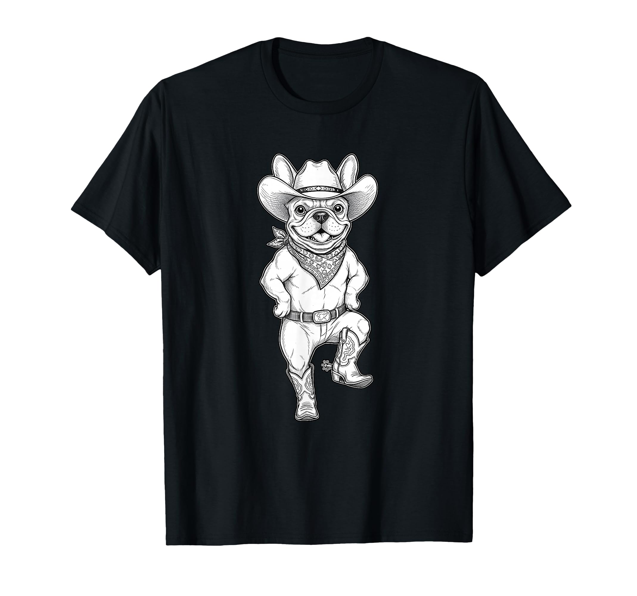 Howdy French Bulldog Cowboy Western T-Shirt - Aesthetic Graphic Unisex - T-Shirt, Sweatshirt, Hoodie
