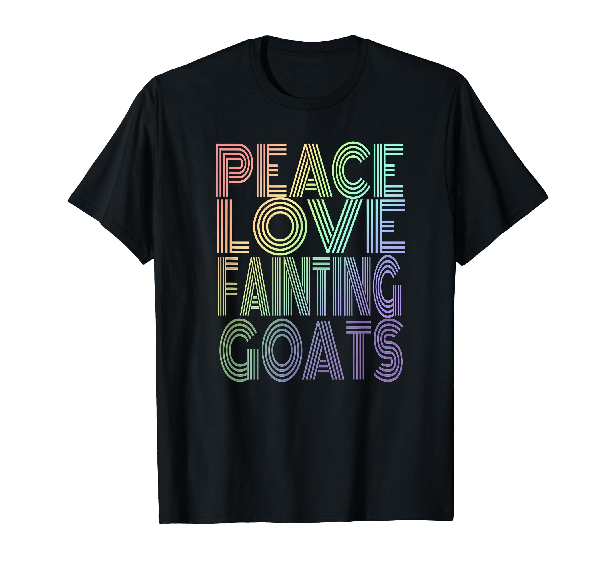 Peace Love Fainting Goat Rainbow Color T-Shirt - Custom Art Print Unisex - T-Shirt, Sweatshirt, Hoodie