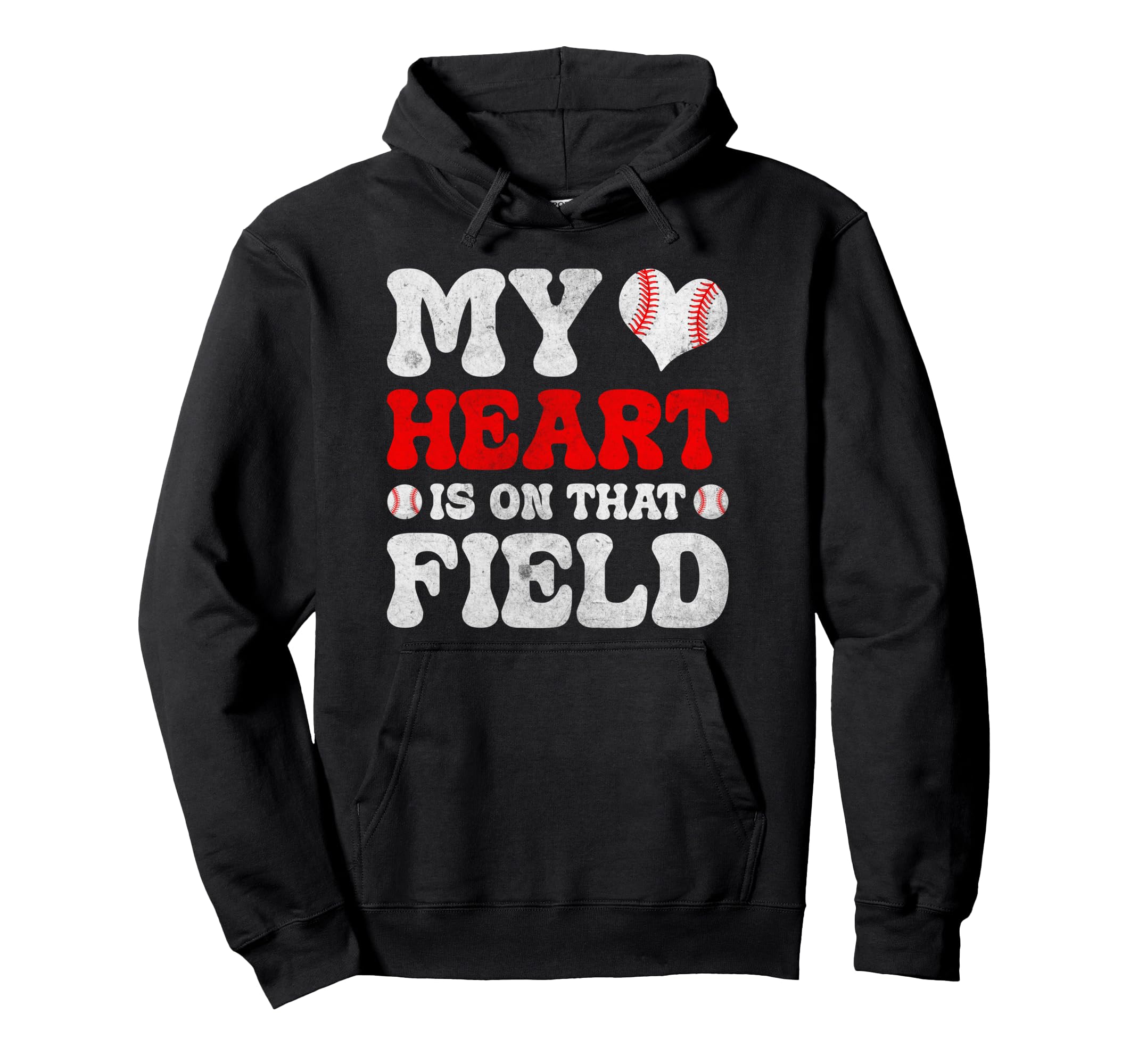 My Heart Is That Field Baseball Heart Hoodie - Casual Everyday Wear Unisex - T-Shirt, Sweatshirt, Hoodie