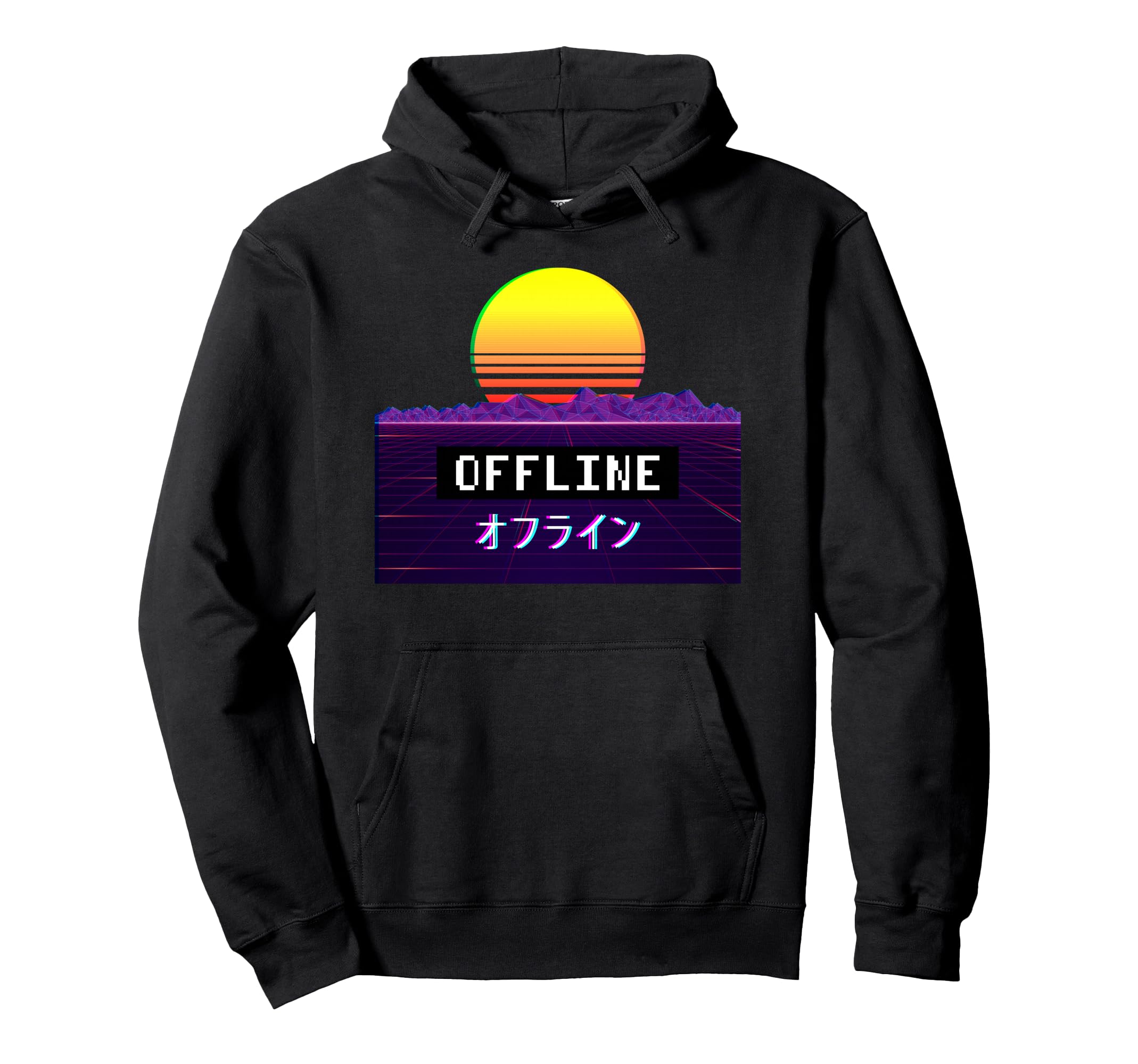 Offline Vaporwave Aesthetic Japanese Hoodie - Fun Novelty Design Men Women - T-Shirt, Sweatshirt, Hoodie