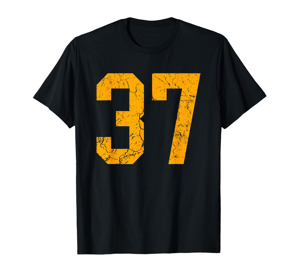 Distressed Orange Number 37 Jersey T-Shirt - Fun Novelty Design Men Women - T-Shirt, Sweatshirt, Hoodie