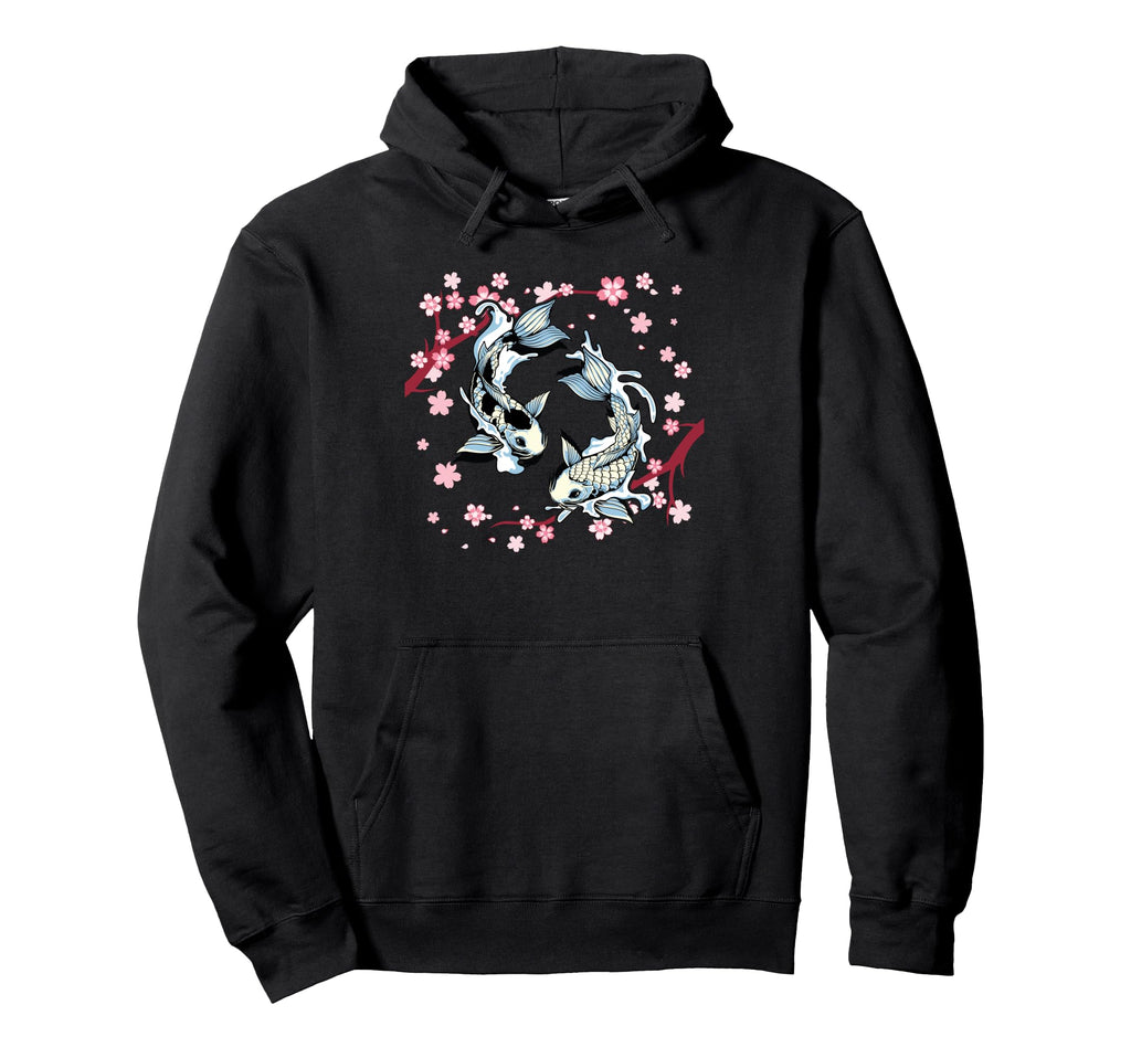 Koi Cherry Blossom Japanese Art Hoodie - Graphic Print for Adults - T-Shirt, Sweatshirt, Hoodie