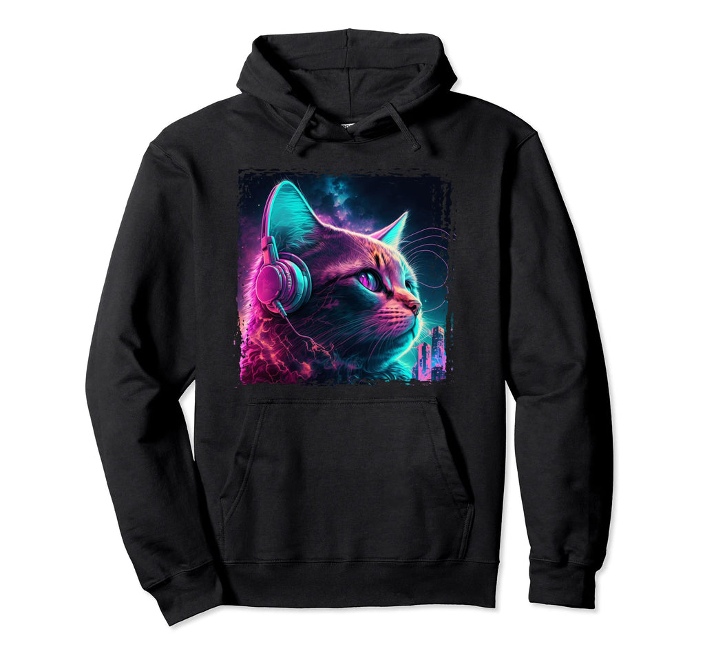 Japanese Aesthetic Synthwave Cat Vaporwave Hoodie - Trendy Graphic Unisex - T-Shirt, Sweatshirt, Hoodie