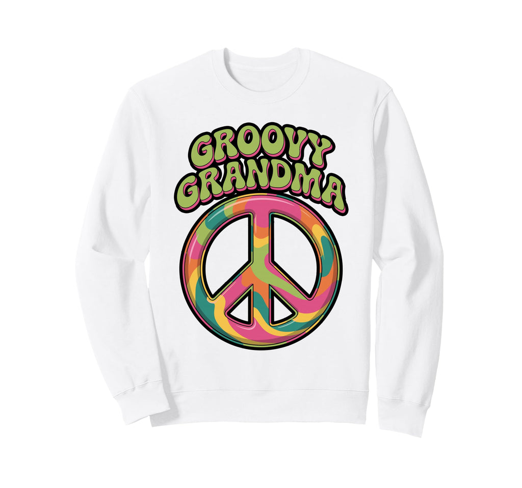 Groovy Grandma Rainbow Peace Sign Sweatshirt - Unique Graphic Unisex - T-Shirt, Sweatshirt, Hoodie
