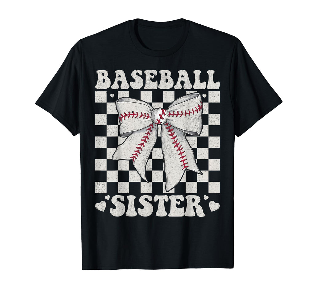 Baseball Sister Bow Laces Gift Sis Hoodie - Aesthetic Graphic Unisex - T-Shirt, Sweatshirt, Hoodie