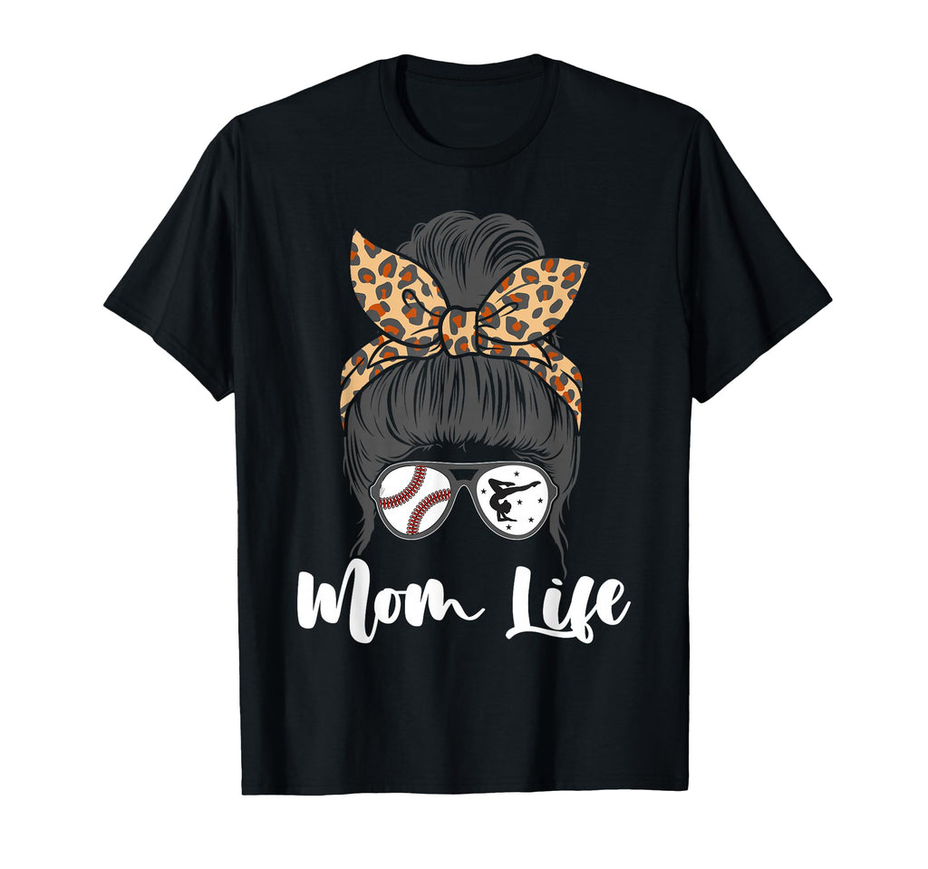Mom Life Messy Bun Hair Funny Baseball T-Shirt - Custom Art Print Unisex - T-Shirt, Sweatshirt, Hoodie