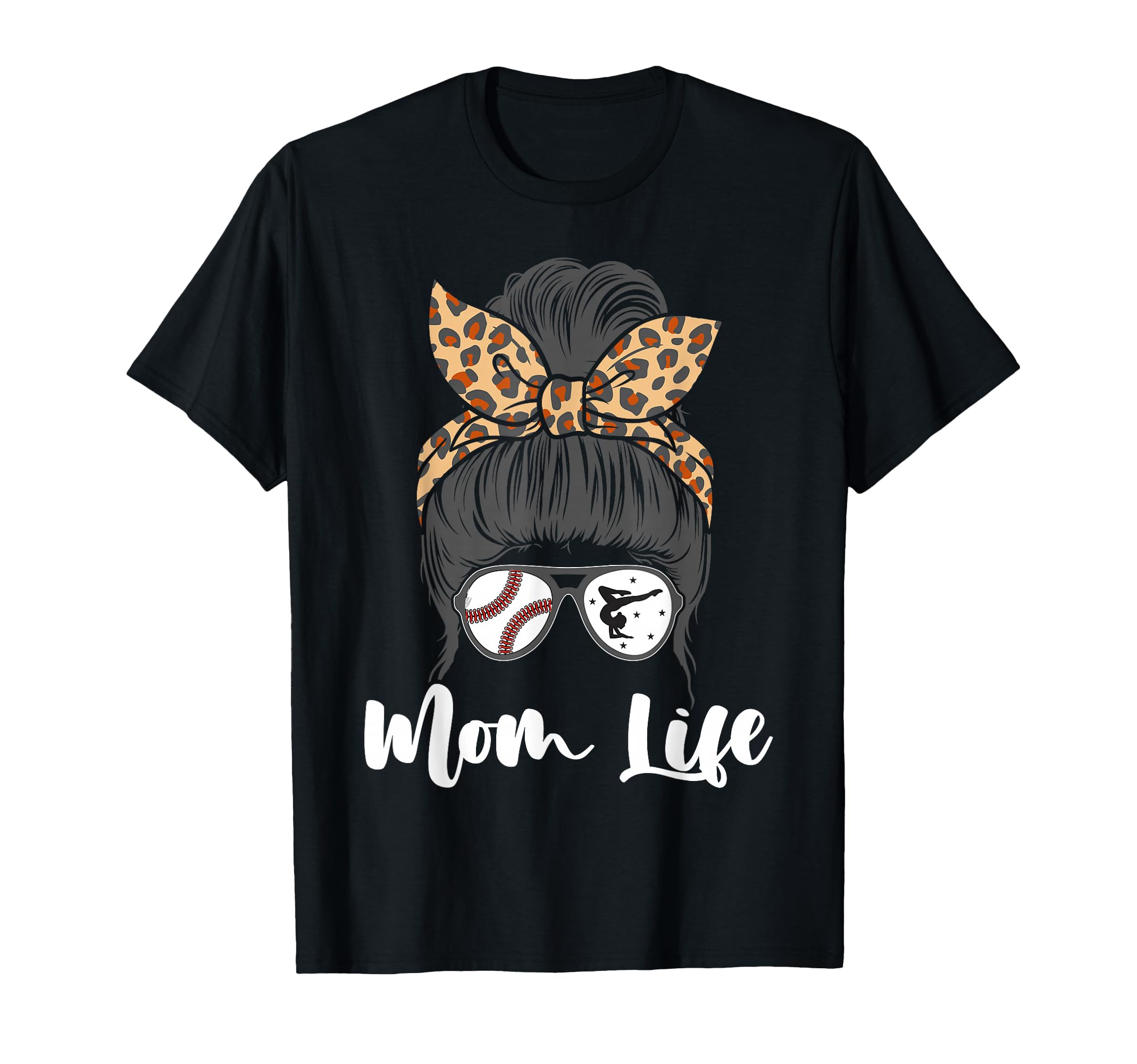 Mom Life Messy Bun Hair Funny Baseball T-Shirt - Custom Art Print Unisex - T-Shirt, Sweatshirt, Hoodie