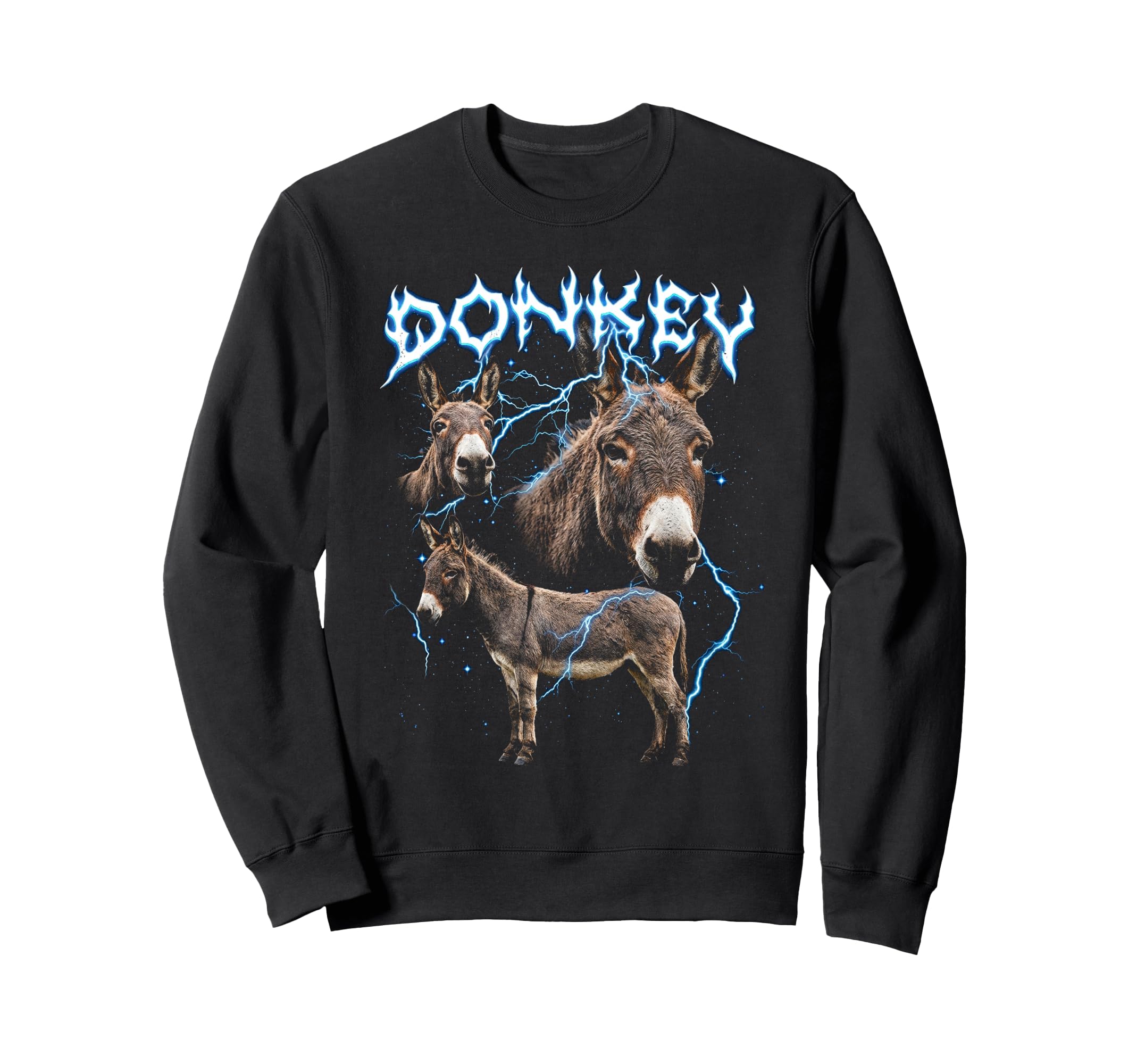 Donkey 90S Heavy Metal Donkey Animal Sweatshirt - Graphic Print Men Women - T-Shirt, Sweatshirt, Hoodie