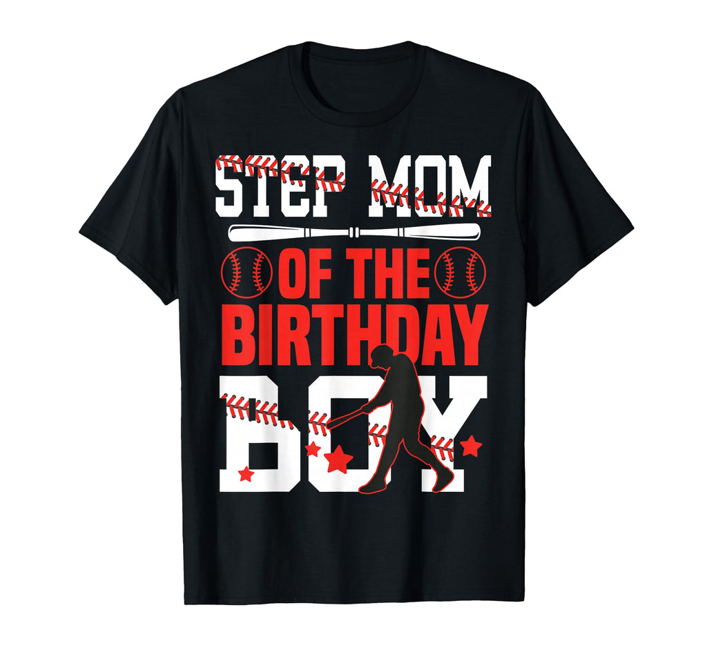 Step Mom Birthday Baseball Bat Ball Family T-Shirt - Unique Graphic Unisex - T-Shirt, Sweatshirt, Hoodie