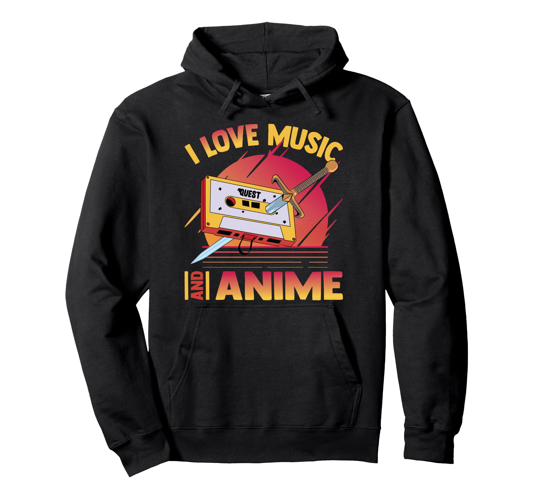 Kawaii I Love Music And Anime Otaku Hoodie - Streetwear Style for Adults - T-Shirt, Sweatshirt, Hoodie