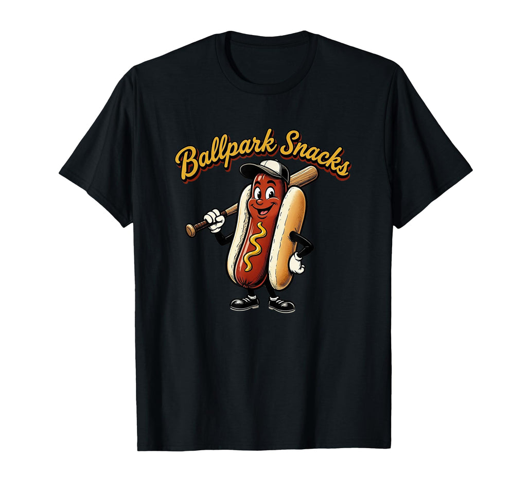 Ballpark Snacks Cartoon Mascot Hot Dog T-Shirt - Trendy Graphic for Adults - T-Shirt, Sweatshirt, Hoodie