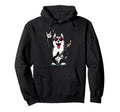 Husky Dog Rock Music Guitar Player Hoodie - Unique Graphic Men Women - T-Shirt, Sweatshirt, Hoodie
