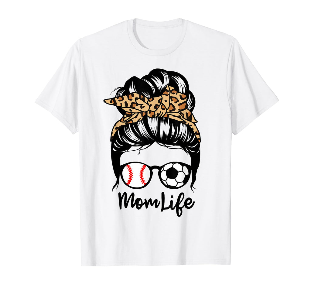 Mom Life Messy Bun Hair Funny T-Shirt - Fun Novelty Design for Adults - T-Shirt, Sweatshirt, Hoodie