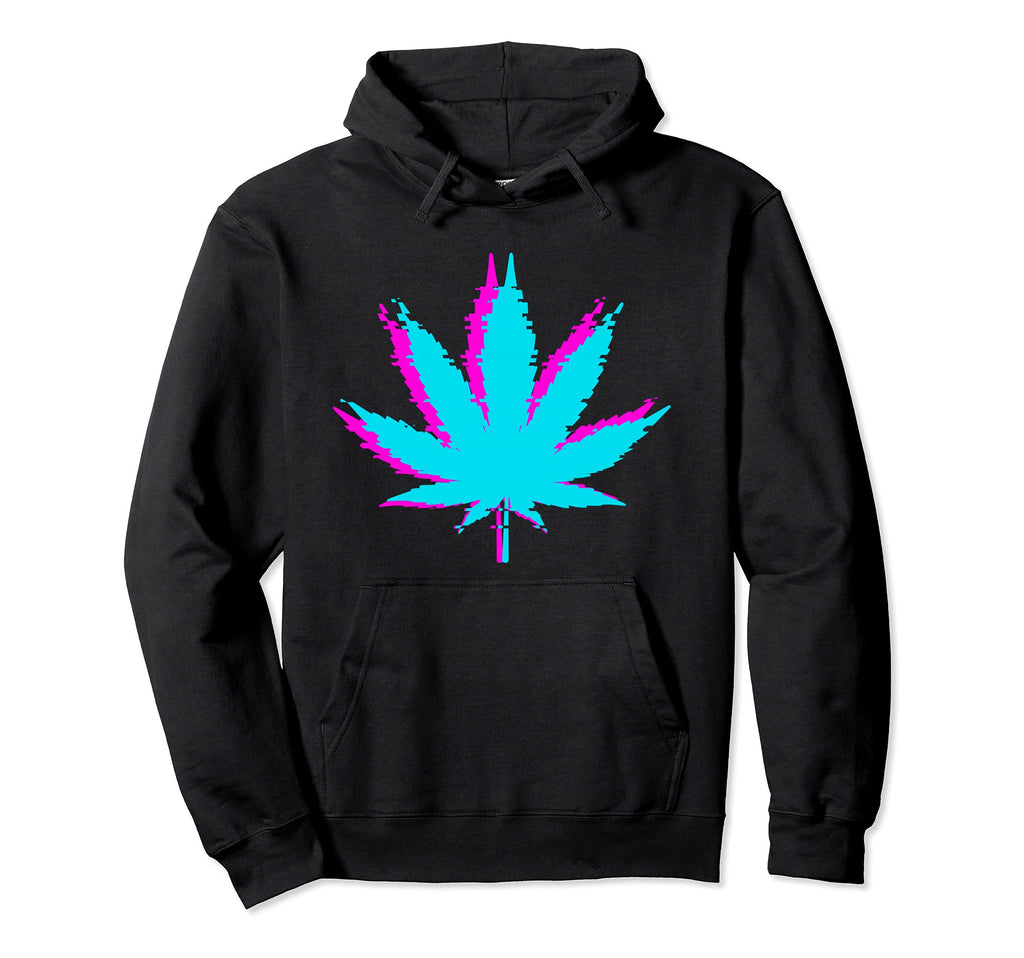 Aesthetic Vaporwave Marijuana Plant Hoodie - Custom Art Print Unisex - T-Shirt, Sweatshirt, Hoodie