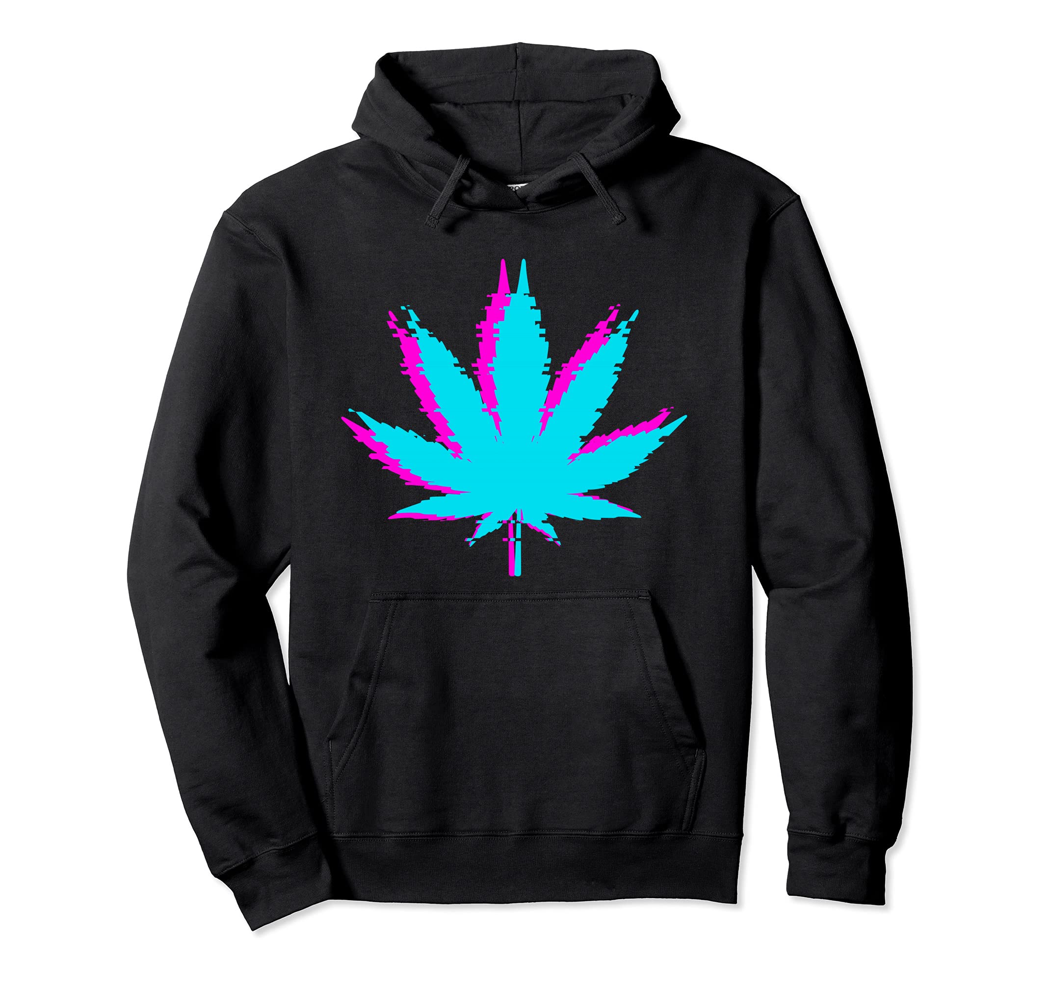 Aesthetic Vaporwave Marijuana Plant Hoodie - Custom Art Print Unisex - T-Shirt, Sweatshirt, Hoodie