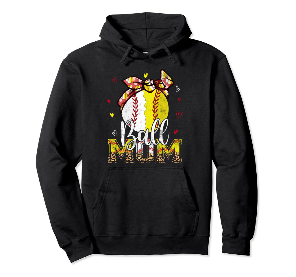 Softball Baseball Ball Mom Bandana Hoodie - Streetwear Style for Adults - T-Shirt, Sweatshirt, Hoodie