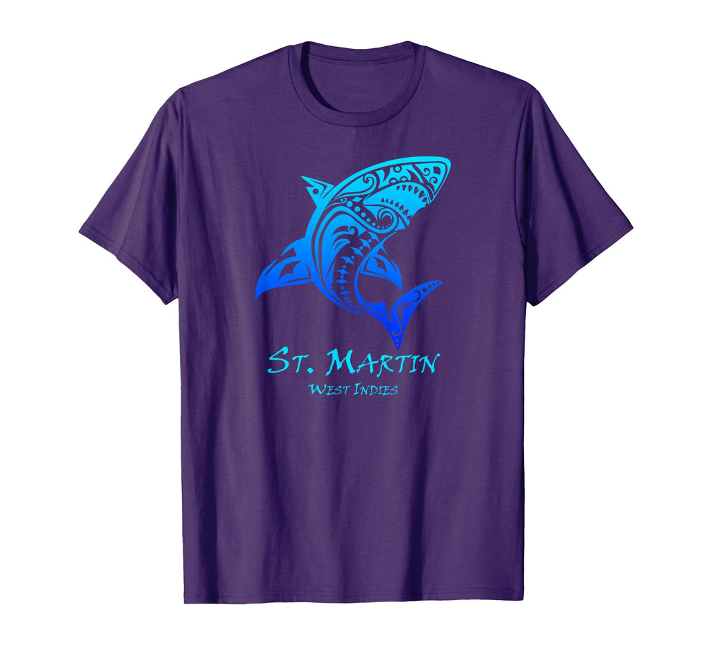 St Martin West Indies Tribal Shark T-Shirt - Minimalist Print Unisex - T-Shirt, Sweatshirt, Hoodie