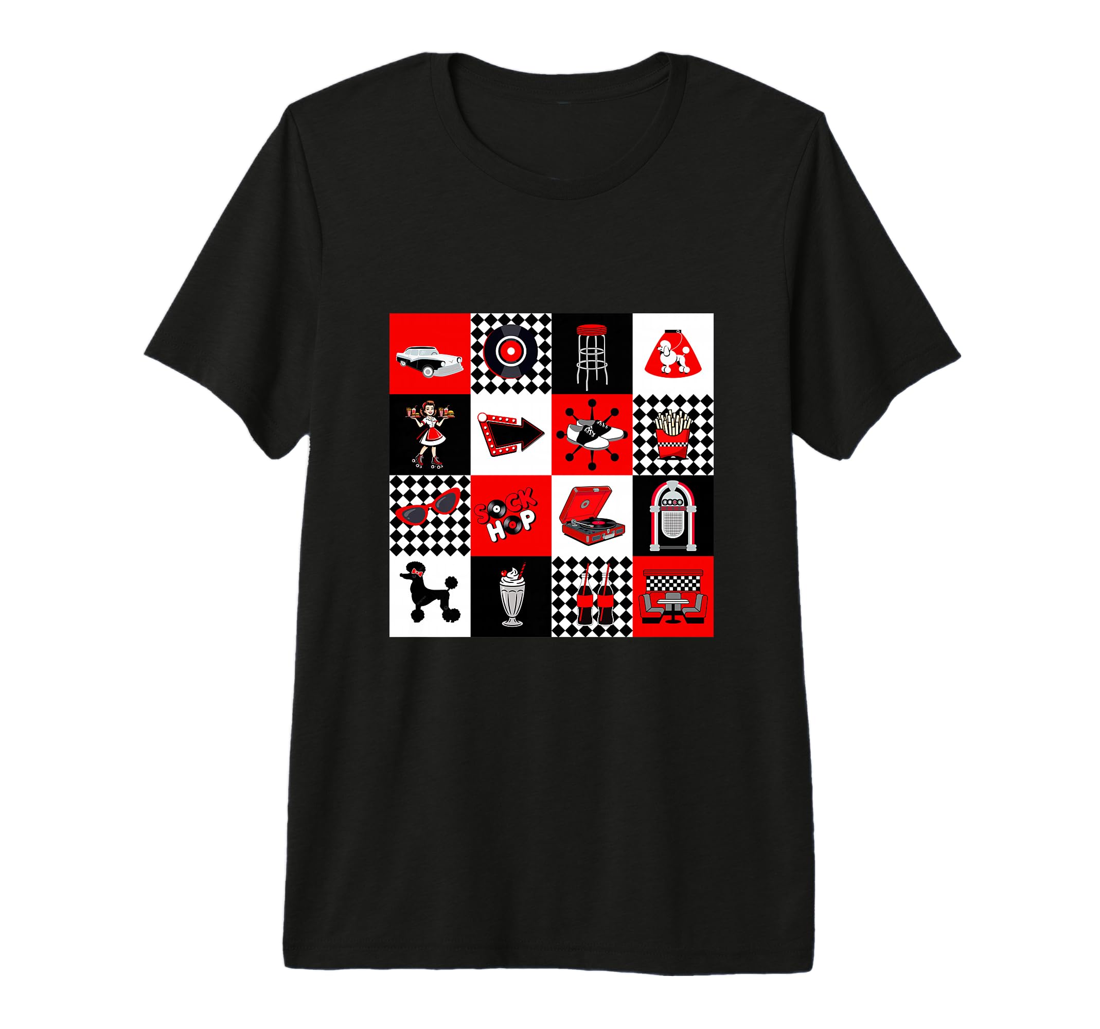 Sock Hop Diner Poodle 1950S 50S Tri T-Shirt - Graphic Print for Adults - T-Shirt, Sweatshirt, Hoodie