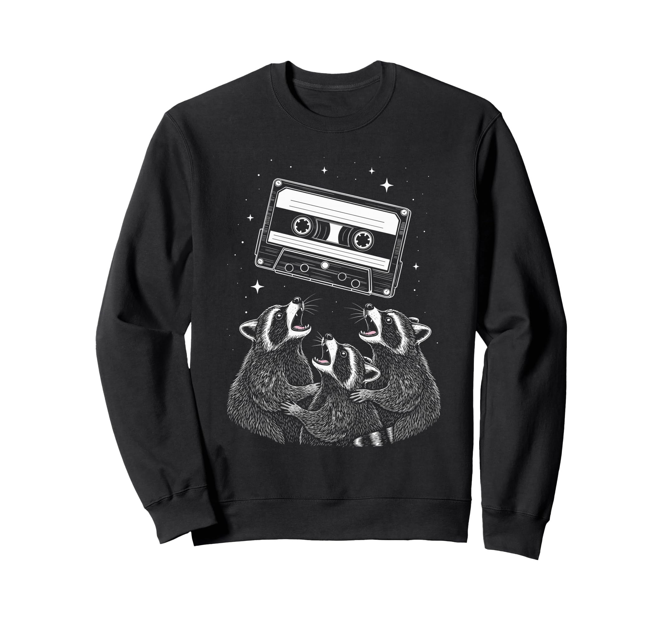 Cosmic Raccoons Worship Cassette Mixtape Sweatshirt - Graphic Print Unisex - T-Shirt, Sweatshirt, Hoodie