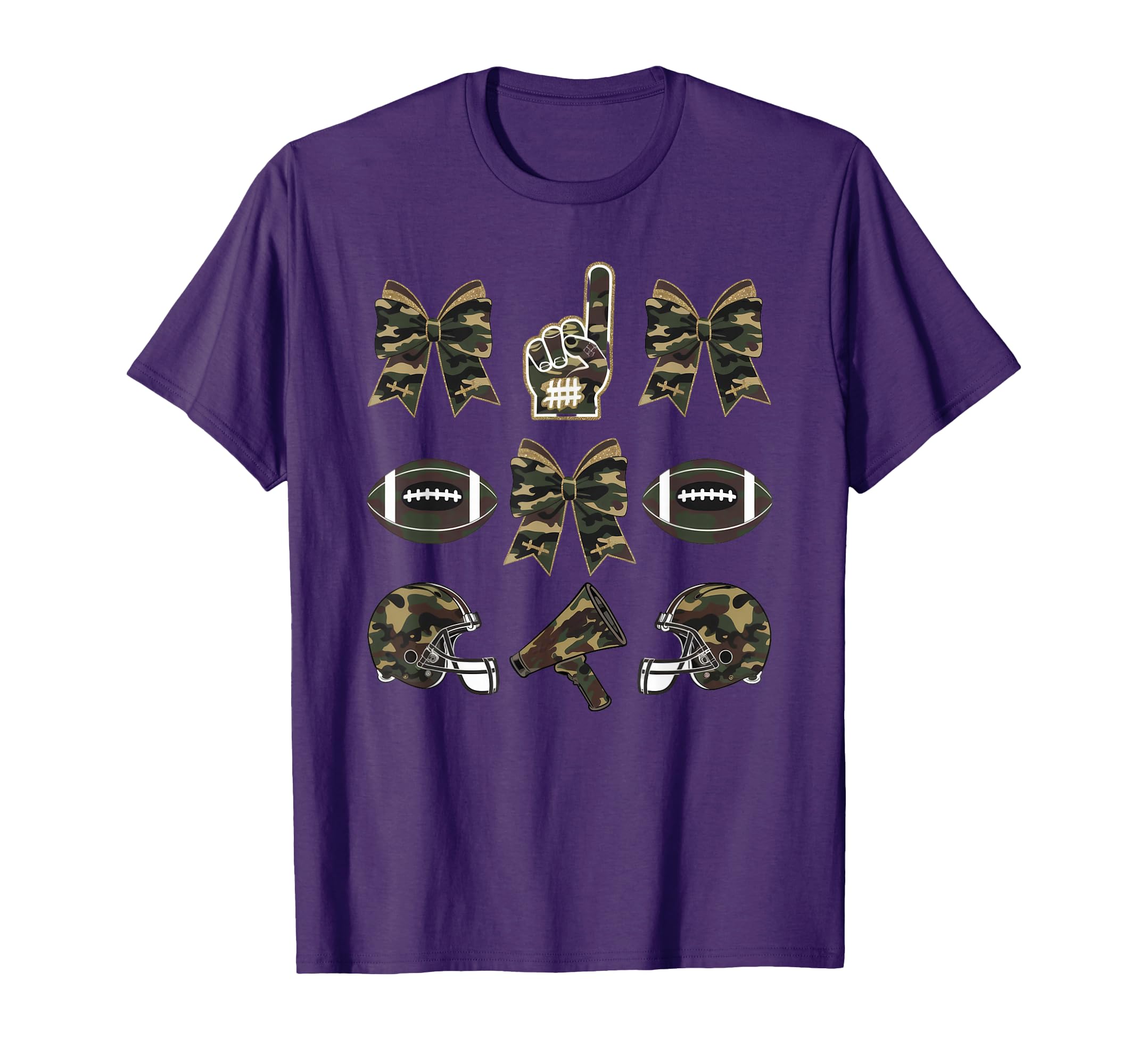 Camo Football Coquette Bow Football T-Shirt - Novelty Apparel Men Women - T-Shirt, Sweatshirt, Hoodie